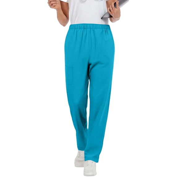 asjyhkr Scrub Pants for Women Stright Wide Leg Uniform Pants with Pockets Yoga Waistband