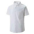 thumbnail image 1 of asjyhkr Shirt for Men Button Down with Pocket Short Sleeve Solid Color Summer Loungewear Polyester Lapel, 1 of 4