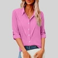 thumbnail image 1 of asjyhkr Shirts for Women Plus Size Button Down 3/4 Sleeve Collared Tops Summer Breathable Comfortable Lapels S-5XL, 1 of 8