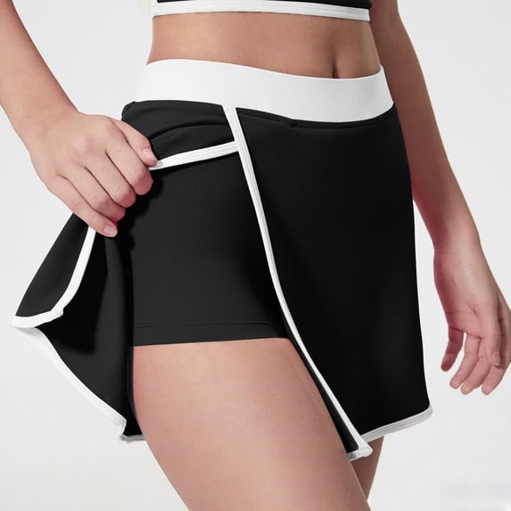 asjyhkr Skorts for Women Elastic High Waist Side Slit Polyester Athletic Lightwaight Breathable Tennis Skort
