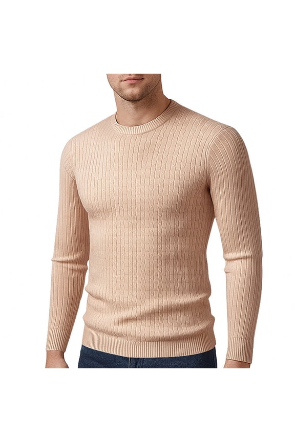 Sweaters for Men Long Sleeve Crew Neck Knit Striped Pullover Casual Thermal Running Gym Workout Fall Winter Sweaters