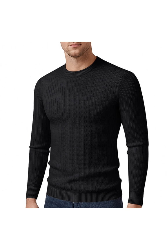 Sweaters for Men Long Sleeve Crew Neck Knit Striped Pullover Casual Thermal Running Gym Workout Fall Winter Sweaters