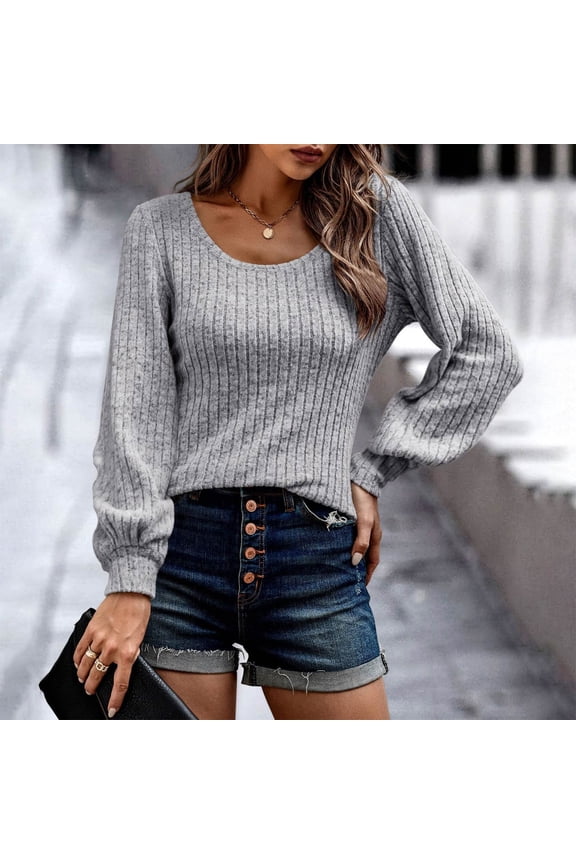 Sweaters for Women Crew Neck Long Sleeve Knit Shirts Casual Loose Thermal Running Gym Workout Fall Winter Sweaters