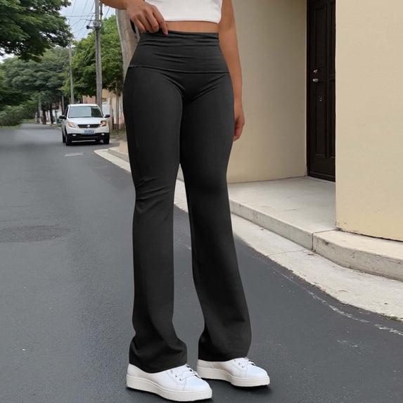 asjyhkr Sweatpants Women Elastic Waist Stretch Tights Solid Color Wide Leg Breathable Casual Seamless Running Gym Workout Pants