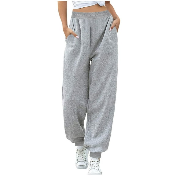 asjyhkr Sweatpants Women Fleece Lined Elastic Waist Jogger Breathable Thermal Running Gym Workout Trousers with Pockets