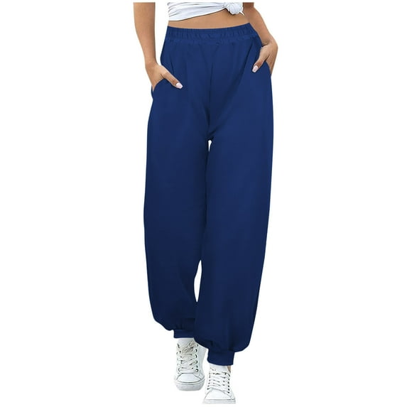 asjyhkr Sweatpants Women Fleece Lined Elastic Waist Jogger Breathable Thermal Running Gym Workout Trousers with Pockets