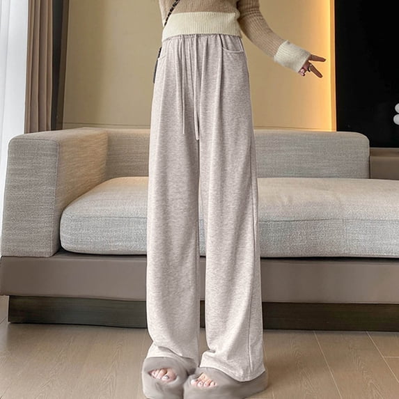 asjyhkr Sweatpants Women Wide Leg Drawstring High Waist Lightweight Running Workout Gym Athletic Pants with Pockets