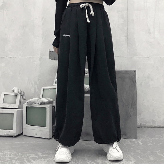 asjyhkr Sweatpants Women Wide Leg Drawstring High Waist Loose Casual Breathable Solid Color Running Workout Gym Pants with Pockets