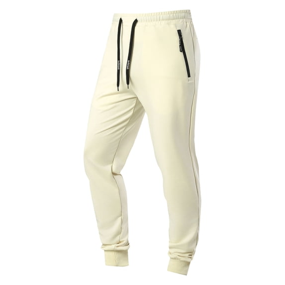 asjyhkr Sweatpants for Men Elastic Waist Drawstring Jogger Casual Solid Color Breathable Running Workout Gym Cropped Pants with Zipper Pockets