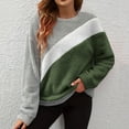 thumbnail image 1 of asjyhkr Sweatshirts for Women Crew Neck Long Sleeve Fleece Pullover Color Block Casual Thermal Outdoor Gym Vacation Tops, 1 of 9
