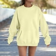thumbnail image 1 of asjyhkr Sweatshirts for Women Crew Neck Long Sleeve Pullover Solid Color Casual Breathable Hiking Vacation Workout Tops with Pockets, 1 of 4