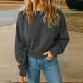 thumbnail image 1 of asjyhkr Sweatshirts for Women Long Sleeve Crew Neck Fleece Pullover Fashion Loose Casual Solid Color Hiking Outdoor Workout Tops, 1 of 5