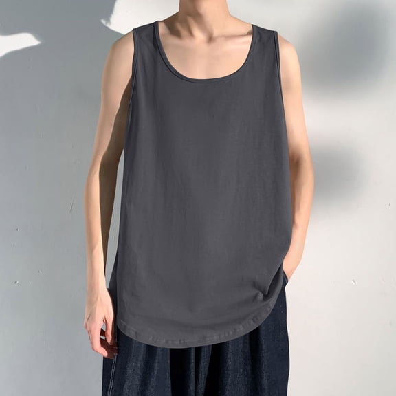 asjyhkr Tank Tops Men Casual Crew Neck Sleeveless Shirts Breathable for Hiking Vacation Beach Summer