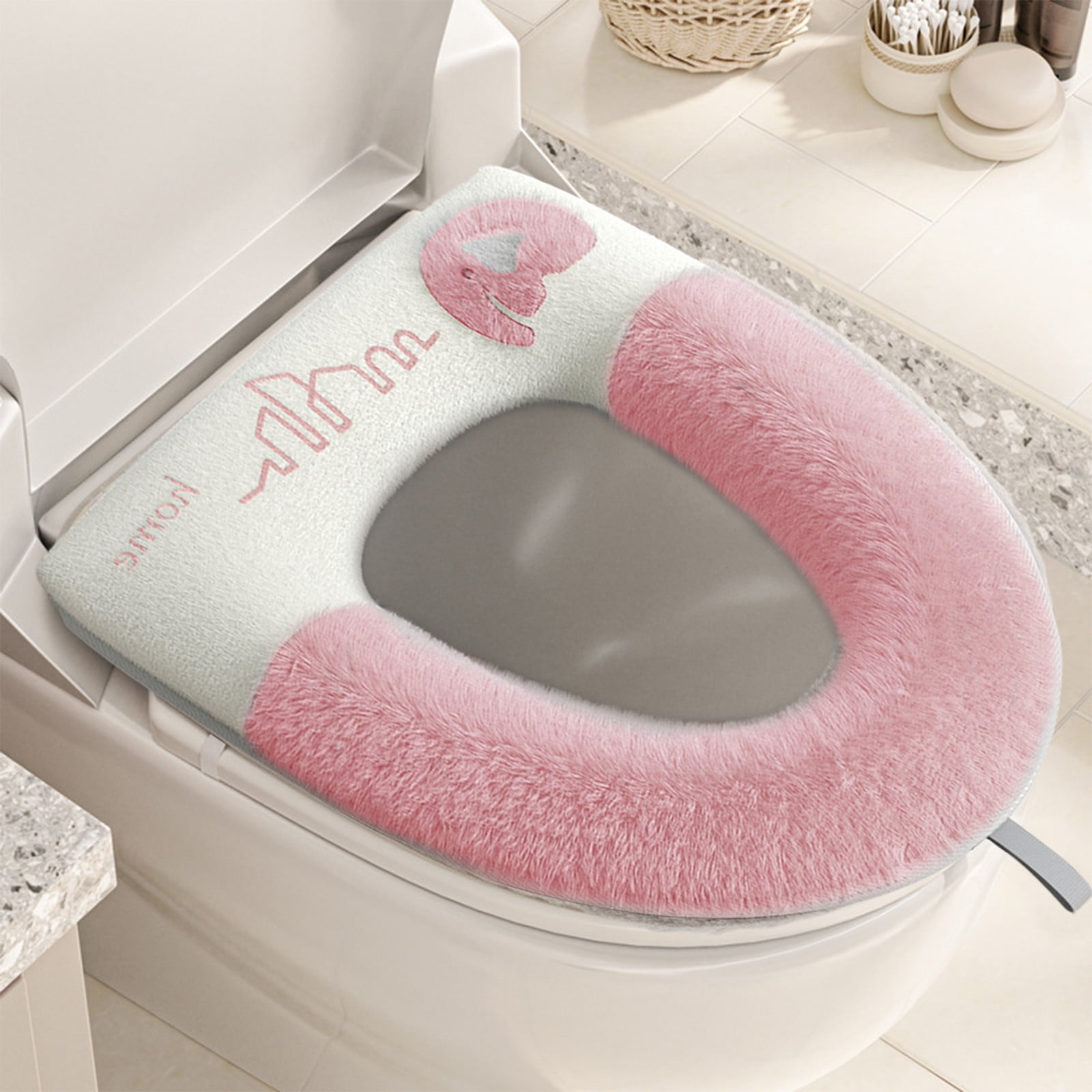 asjyhkr Thicker Bathroom Soft Toilet Seat Cover Pad With Handle Toilet