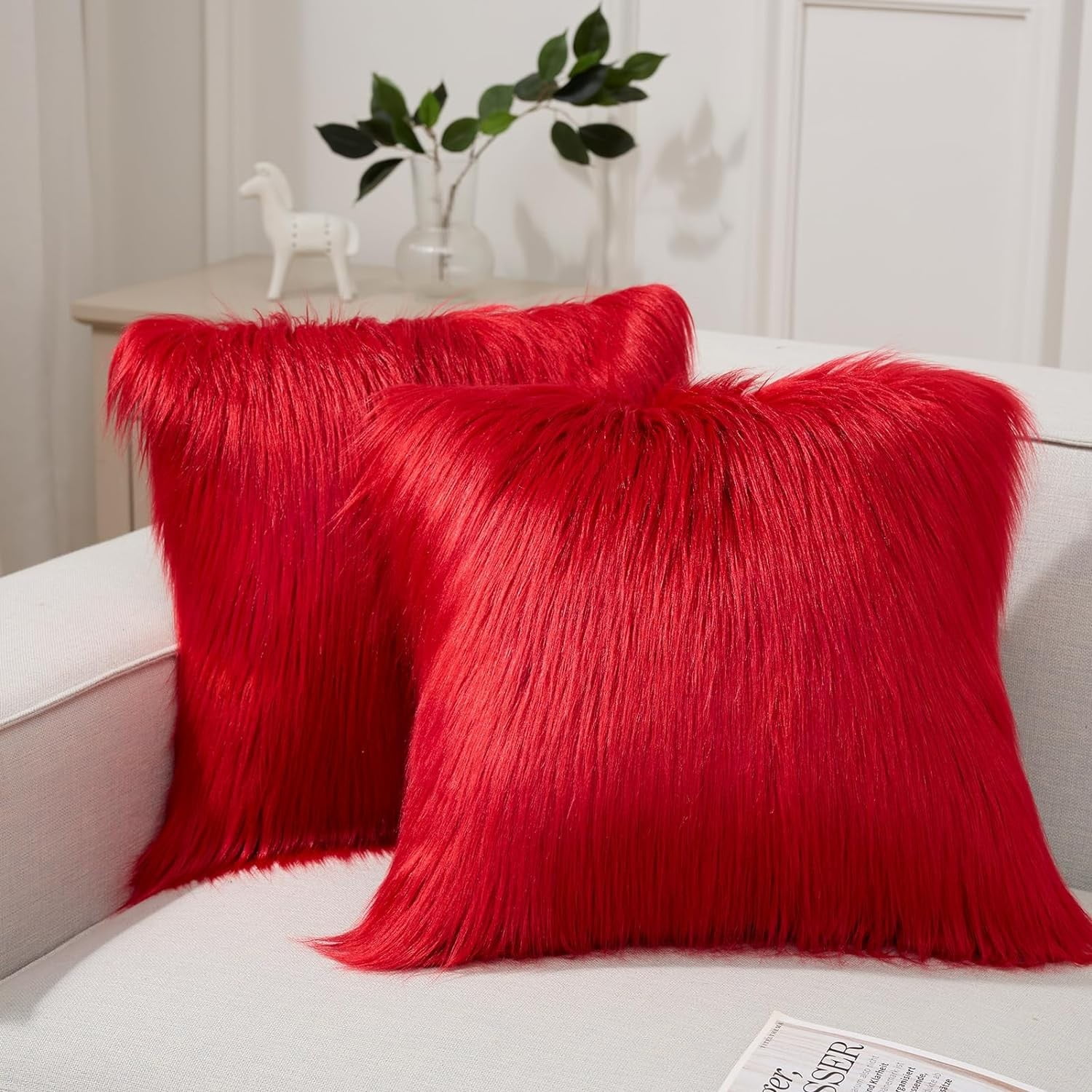 Fluffy red pillows hotsell