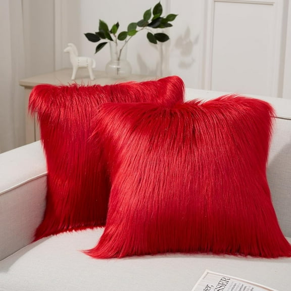 asjyhkr Throw Pillows Luxury Fluffy Pillows Decorative Pillows Plush Cushion Case Fuzzy Style for Bed Couch Sofa and Living Room Home Decor