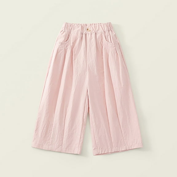 asjyhkr Toddler Kids Boys Girls Elastic Waist Wide Leg Pants with Pockets 3-14 Years Casual Solid Color Loose Breathable Workout Playing Outdoor Pants,Size 90-140