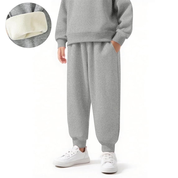 asjyhkr Toddler Kids Boys Girls Sweatpants Fleece Elastic Waist Jogger Pants 3-13 Years Casual Thermal Breathable Running Workout Playing Athletic Solid Color Pants with Pockets,Size 110-160