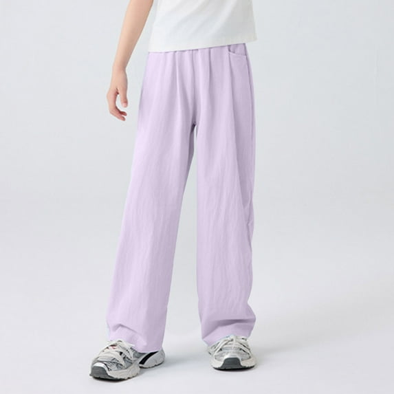 asjyhkr Toddler Kids Boys Girls Wide Leg High Waist Sweatpants with Pockets 4-15 Years Solid Color Casual Breathable Comforty Workout Outdoor Playing Athletic Pants,Size 120-170