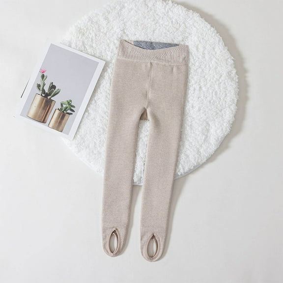 asjyhkr Toddler Kids Girls Fleece Tights Stockings Footed Leggings 3-12 Years Solid Color Casual Thermal Breathable Outside Wearing Playing Workout Base Tights,Size 100-160