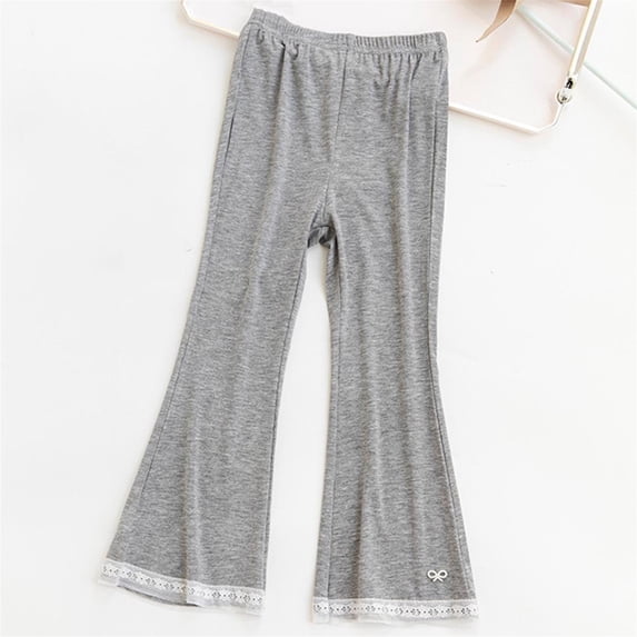 asjyhkr Toddler Kids Girls Lace Wide Leg Elastic Waist Pants 2-12 Years Solid Color Lightweight Comforty Casual Outdoor Workout Playing Outside Wearing Pants,Size 100-150