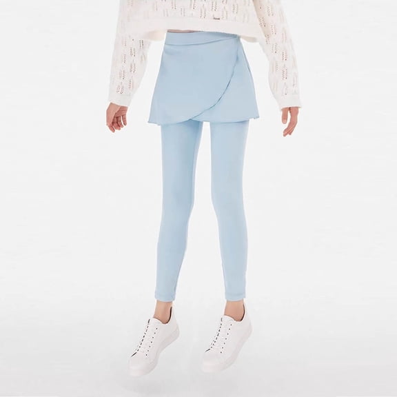 asjyhkr Toddler Kids Girls Stretch Quick Drying Tights Skorts 5-15 Years Lightweight Breathable Solid Color Casual Workout Playing Leggings,Size 120-170