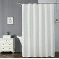 thumbnail image 1 of asjyhkr White Shower Curtain for Bathroom 35x71in, Embossed Geometric Textured Fabric Shower Curtain Set with Hooks, Modern Farmhouse Elegant Design, Hotel Quality, 1 of 7