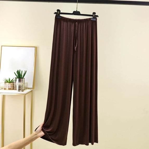 asjyhkr Wide Leg Pants Women Elastic Waist Drawstring Lightweight Breathable Casual Hiking Vacation Home Pajama Pants