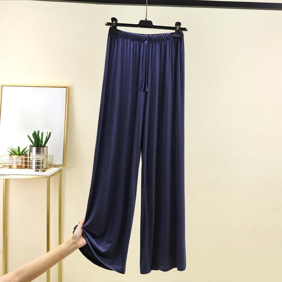 asjyhkr Wide Leg Pants Women Elastic Waist Drawstring Lightweight Breathable Casual Hiking Vacation Home Pajama Pants