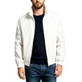 thumbnail image 1 of asjyhkr Windbreaker Jacket for Men Stand Collar Casual Golf Outdoor Hiking Fall Outerwear Long Sleeve Classic Baseball Coat(X-Large,White), 1 of 7