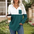thumbnail image 1 of asjyhkr Womens Blouses Long Sleeve Button Lapel Pullover Color Block Fashion Breathable Casual Vacation Gym Workout Tops with Pocket, 1 of 7