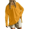 thumbnail image 1 of asjyhkr Womens Blouses V Neck Long Sleeve Pullover Solid Color Fashion Casual Breathable Thermal Workout Gym Athletic Tops, 1 of 8