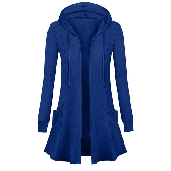 asjyhkr Womens Blouses Zipper Drawstring Hooded Long Sleeve Cardigan Fashion Casual Loose Outdoor Vacation Coats with Pockets