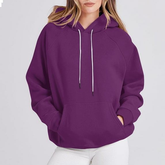 asjyhkr Womens Hoodies Long Sleeve Drawstring Hooded Pullover Casual Loose Thermal Breathable Solid Color Running Gym Workout Tops with Pockets