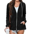 thumbnail image 1 of asjyhkr Womens Hoodies Zipper Crew Neck Drawstring Hooded Long Sleeve Cardigan Loose Casual Fashion Hiking Vacation Gym Tops with Pockets, 1 of 8