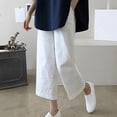 thumbnail image 1 of asjyhkr Womens Linen Pants Wide Leg High Waist Breathable Casual Hiking Vacation Capri Pants with Pockets, 1 of 3