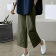 thumbnail image 1 of asjyhkr Womens Linen Pants Wide Leg High Waist Breathable Casual Hiking Vacation Capri Pants with Pockets, 1 of 3