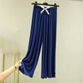 thumbnail image 1 of asjyhkr Womens Pajama Pants Drawstring Elastic Waist Ruffle Wide Leg Solid Color Loose Casual Breathable Homewear Sleepwear Plush Pants, 1 of 8