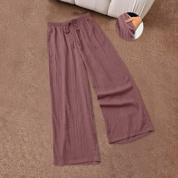 asjyhkr Womens Pants Drawstring Elastic Waist Casual Breathable Running Gym Workout Solid Color Pants with Pockets