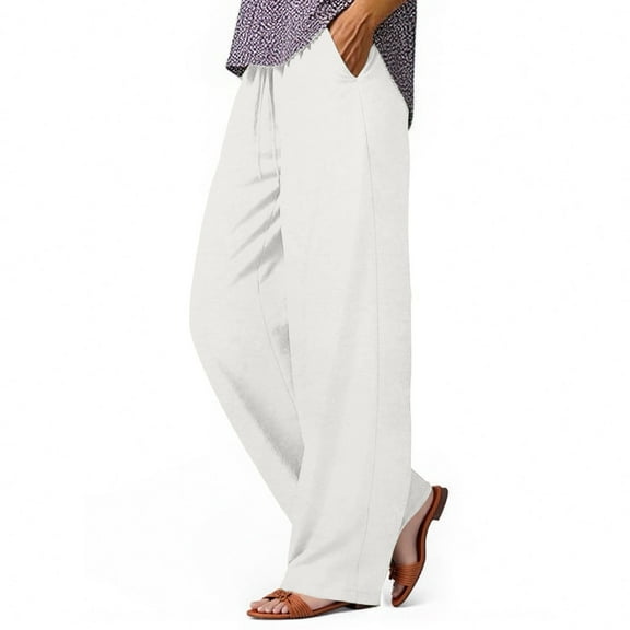 asjyhkr Womens Pants Drawstring Elastic Waist Loose Casual Breathable Running Gym Workout Solid Color Pants with Multi Pockets