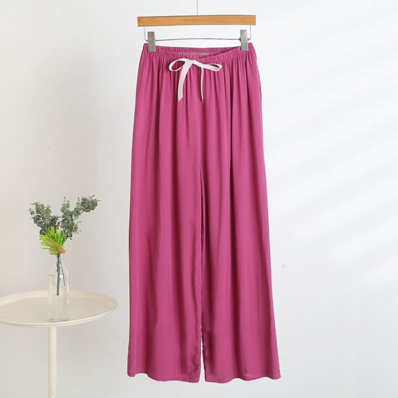 asjyhkr Womens Pants High Waist Bows Front Casual Lightweight Breathable Loose Homewear Sleepwear Pajamas Pants with Pockets