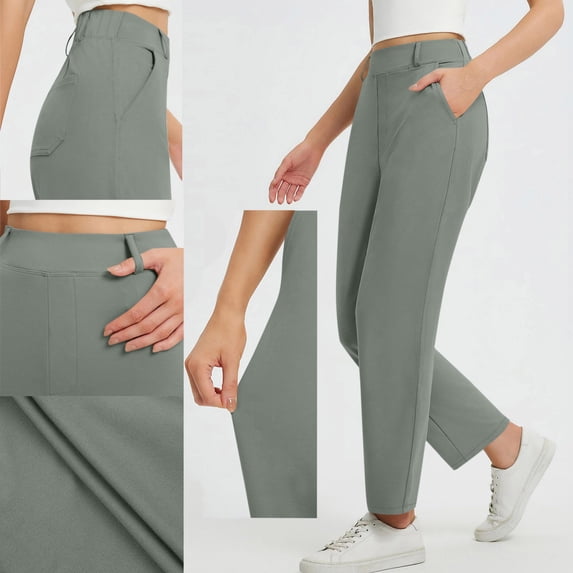 asjyhkr Womens Pants High Waist with Pockets Lightweight Comfy Soft Stright Leg Pants