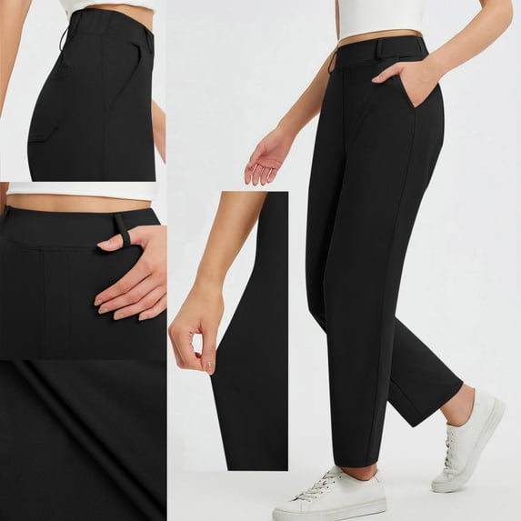 asjyhkr Womens Pants High Waist with Pockets Lightweight Comfy Soft Stright Leg Pants