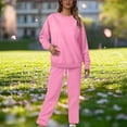 thumbnail image 1 of asjyhkr Womens Sets 2 Pieces Long Sleeve Crew Neck Hoodless Sweatshirts Drawstring Elastic Waist Pants with Pockets Casual Workout Gym Outdoor Sets, 1 of 6