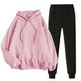 thumbnail image 1 of asjyhkr Womens Sets 2 Pieces Long Sleeve Drawstring Hooded Sweatshirts and Jogger High Waist Sweatpants with Pockets Casual Workout Gym Running Sets, 1 of 4