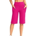 thumbnail image 1 of asjyhkr Womens Shorts Stretch High Waist with Pocket Straight Leg Loose Solid Color Athletic Casual Shorts, 1 of 9