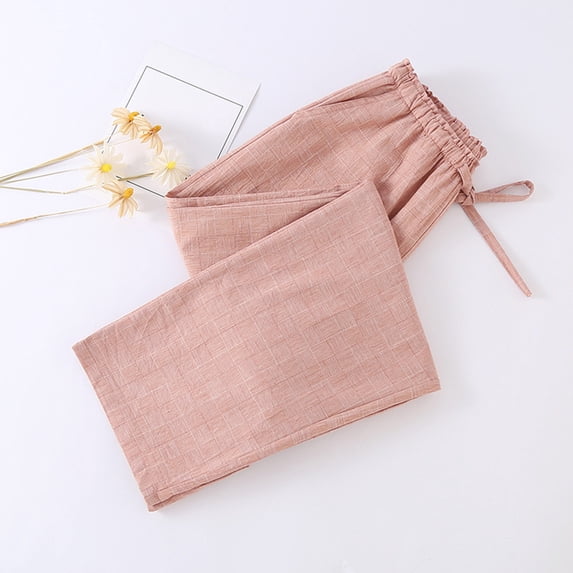 asjyhkr Womens Sleep Pants Elastic Waist Drawstring Casual Loose Comforty Solid Color Homewear Sleepwear Pajamas Pants with Pockets
