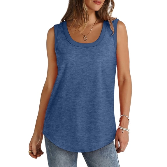 asjyhkr Womens Tank Tops Sleeveless Crew Neck Lightweight Breathable Casual Outdoor Hiking Beach Vacation Tops Summer(XL,Blue)