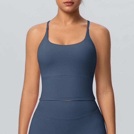 asjyhkr Womens Tank Tops with Shelf Bra Square Neck Spaghetti Strap Yoga Gym Fitness Summer Outfits Seamless Tanks