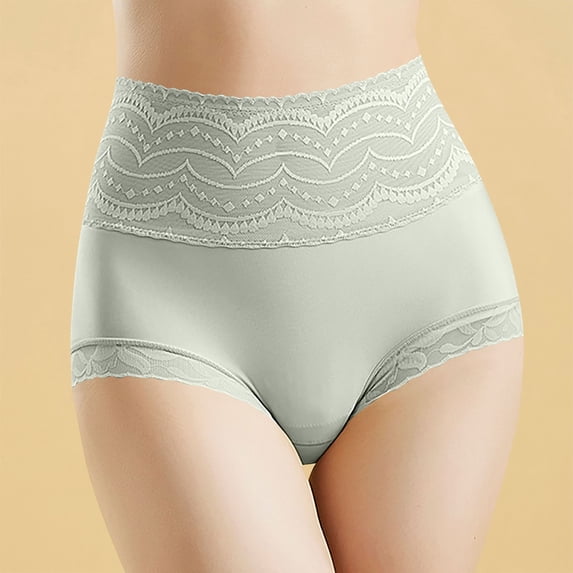 asjyhkr Womens Underwear High Waist Lace Seamless Stretch Brief Soft Comforty Breathable Lightweight Solid Color Panties